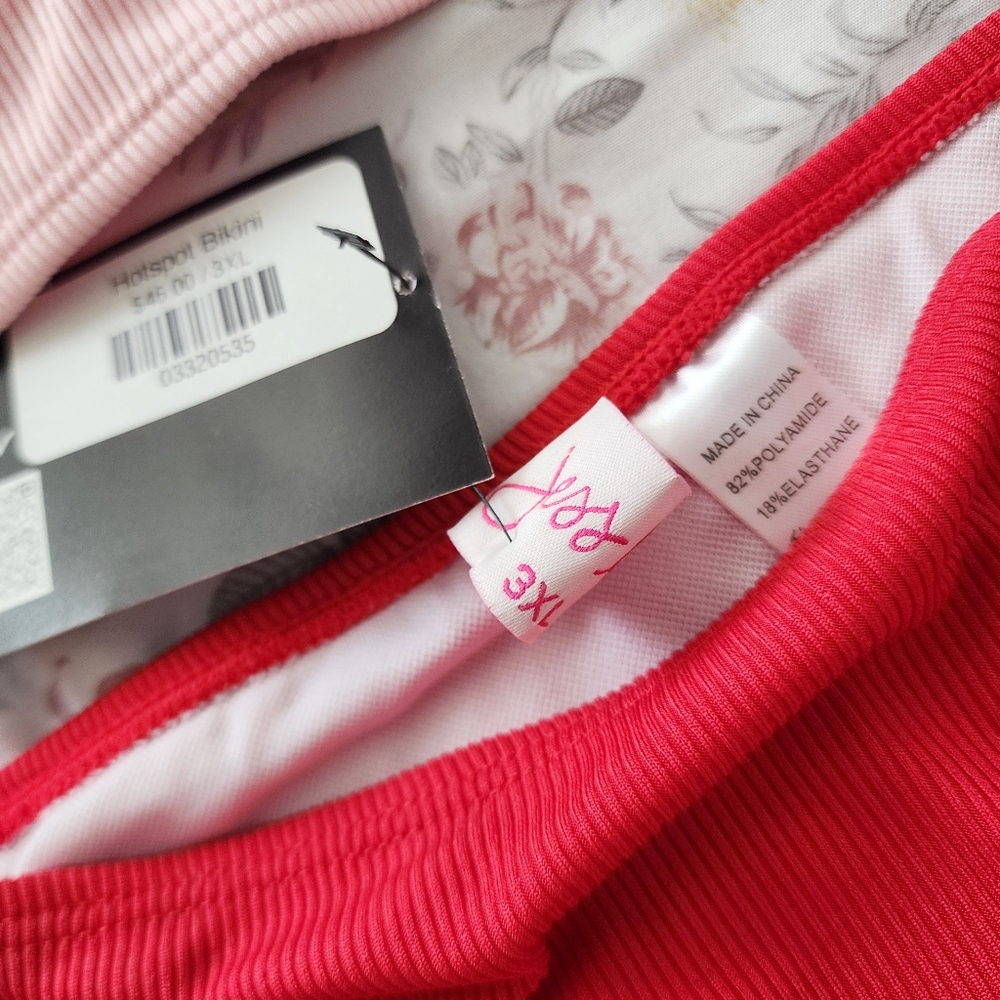 NWT Jess Lea Pink Colorblock Two‎ Piece Swimsuit Bikini - Picture 4 of 8
